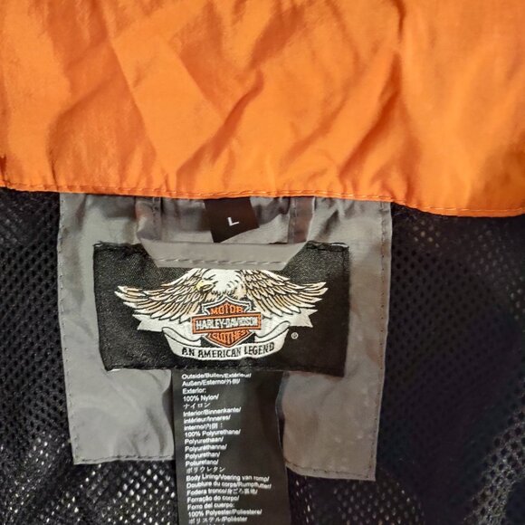 Harley-Davidson Rain Jacket Silver And Orange Men L With Hood - Picture 3 of 3